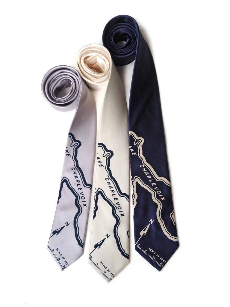 Cyberoptix Tie Lab – wholesale Necktie – Men’s – Lake Charlevoix Map Necktie, Microfiber.0