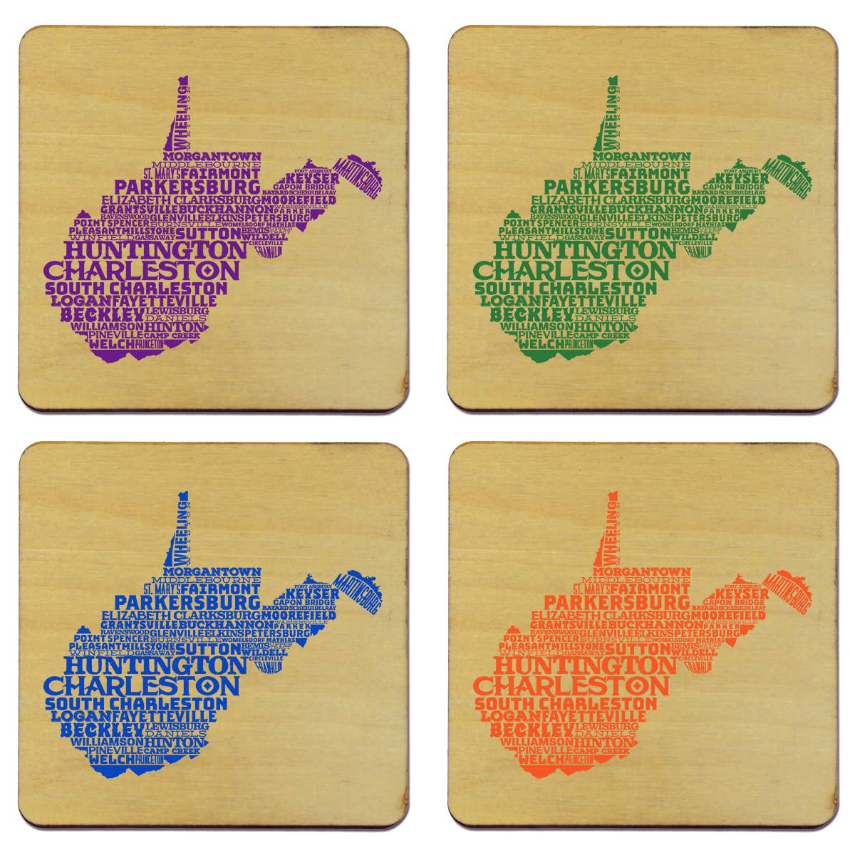 Torched Products - Wholesale Coasters - State Typography Coaster- Set of 450