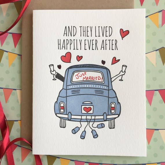 Lucky Bee Press – wholesale Bröllopskort – Lyckligt någonsin efter bruden & brudgummen - brevpresskort1