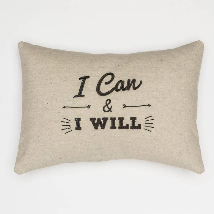 Southern Charm Textiles - Wholesale Throw/Decorative Pillow - Embroidered 100% cotton I Can and I Will throw pillow0