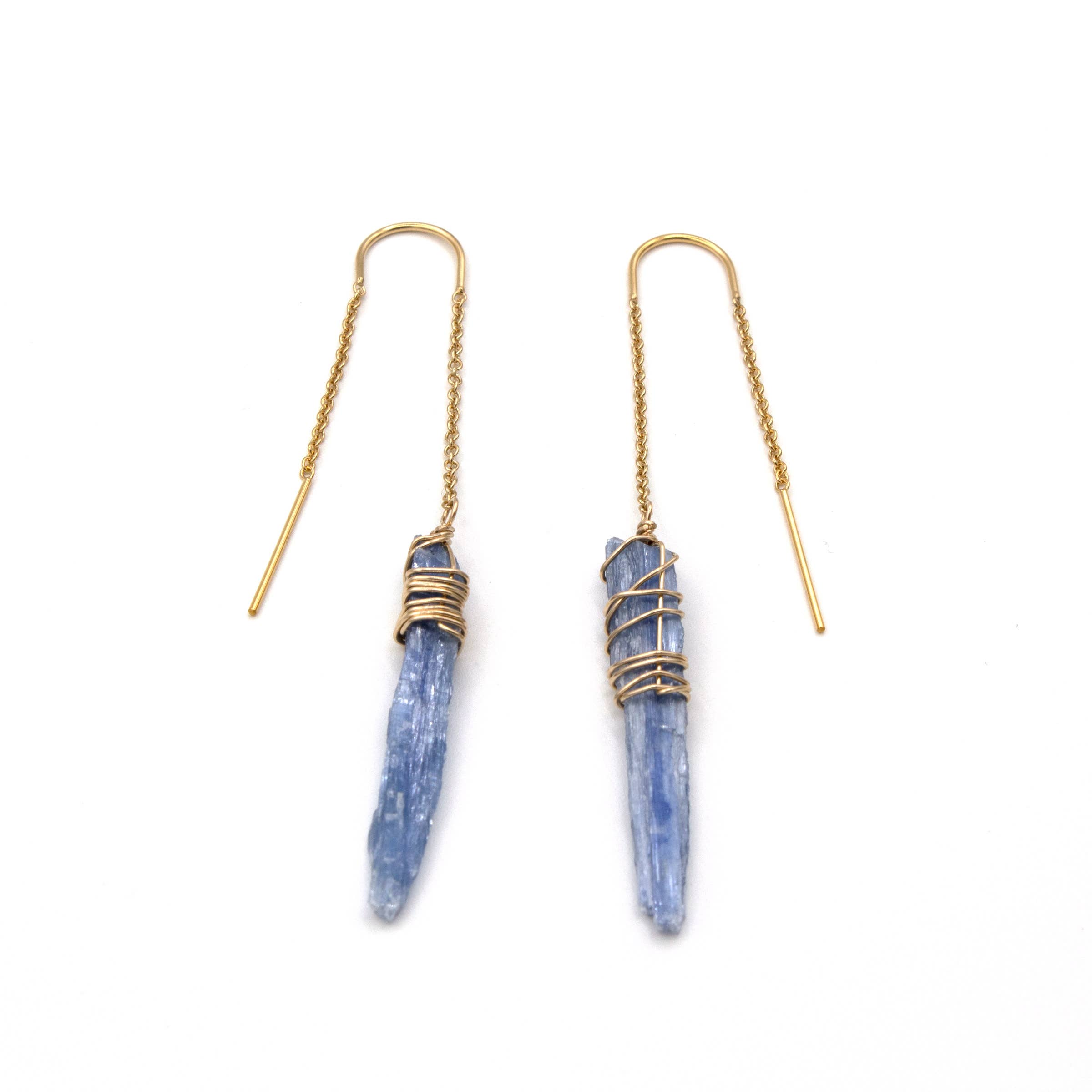 Crystal and Gold - Wholesale Dangle Earrings - Blue Kyanite Threader Earrings2