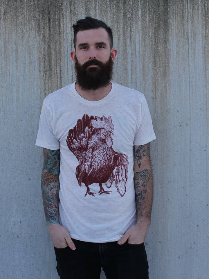Rooster On A Bicycle Men's Tee for wholesale by Dark Cycle Clothing