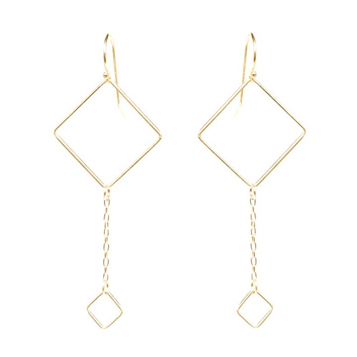 Gold - Double Diamond Shaped Earrings for wholesale by Alicia Marilyn Designs