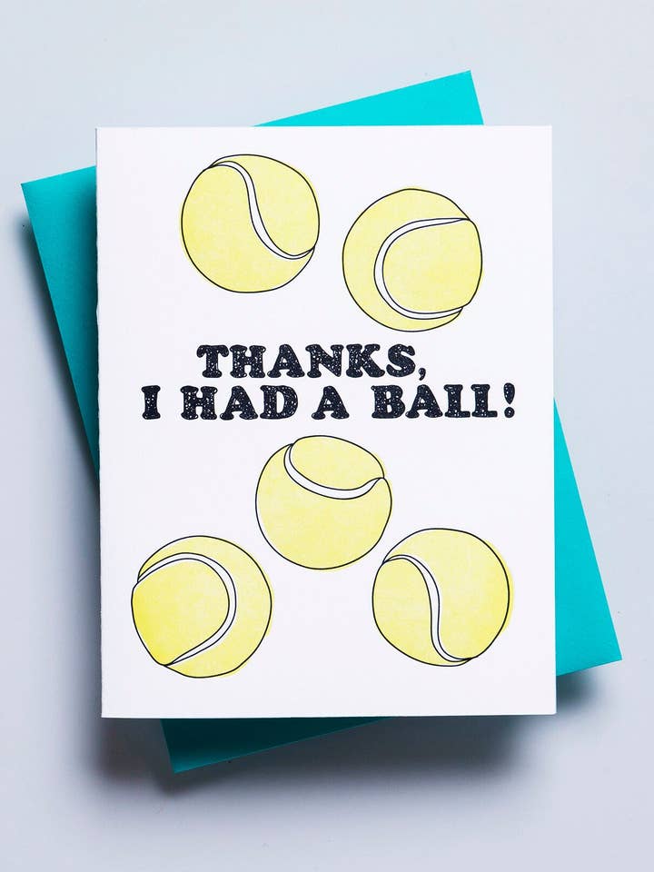 Tennis Thank You - Punny Card - Hostess greeting card for wholesale by Richie Designs