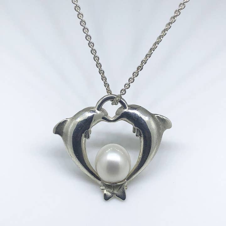 Sterling Silver Dolphin Heart Pendant for wholesale by Mystic Blue Jewels