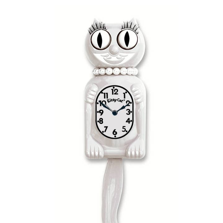 White Miss Kitty-Cat Klock (Smaller Size) for wholesale by Kit-Cat Klock