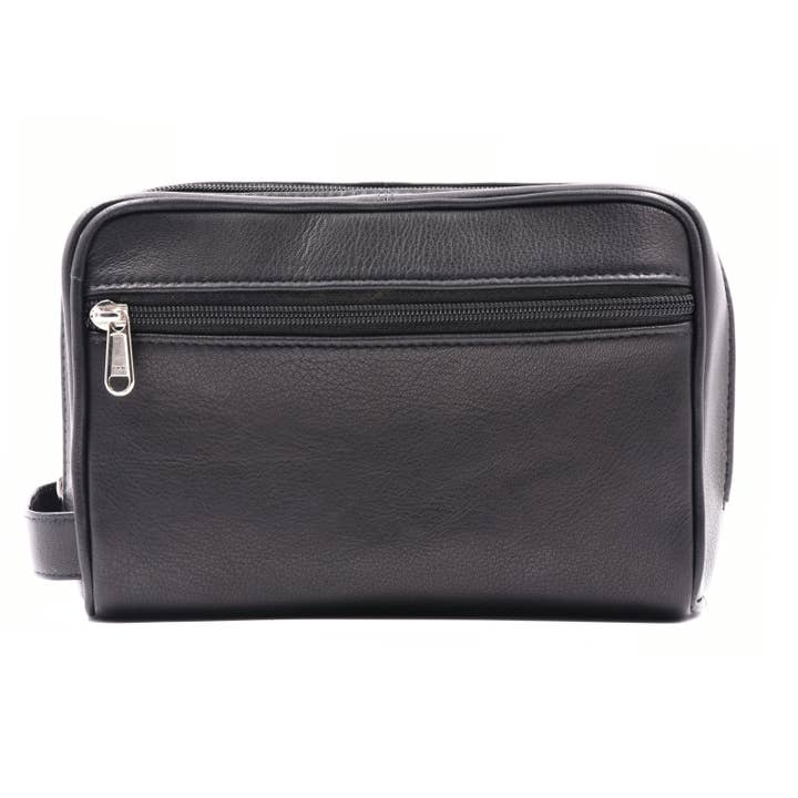 ASHLIN® DESIGNER | PAYTON TOP ZIPPERED SHAVE BAG | LEATHER for wholesale by Ashlin Leather Boutique