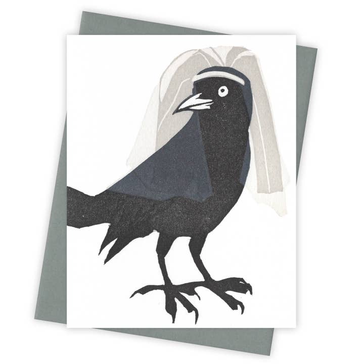 Carte de grackle de mariée rougissante pour la vente par Burdock & Bramble