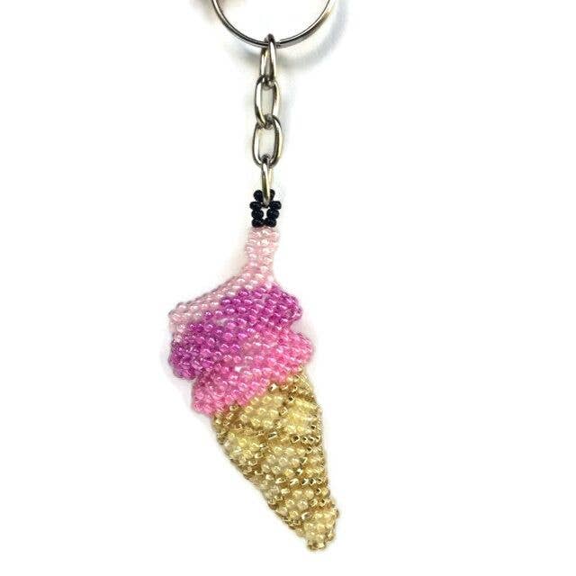 Lumily – wholesale Nyckelringar - Dam – Glass Cone Seed Pärla Nyckelkedja - Guatemala3