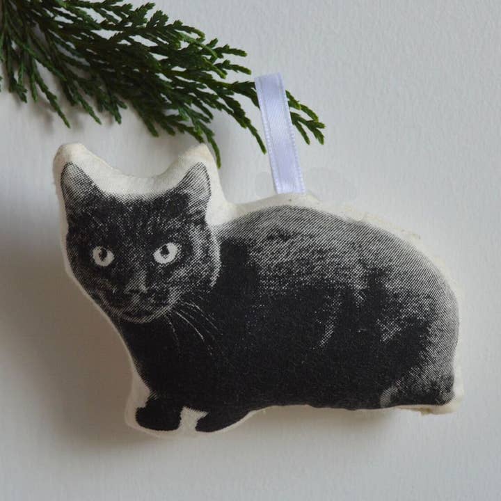 Black Cat Ornament for wholesale by Broderpress