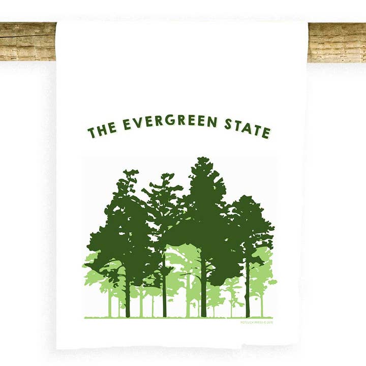 Evergreen State Trees Towel for wholesale by Potluck Press