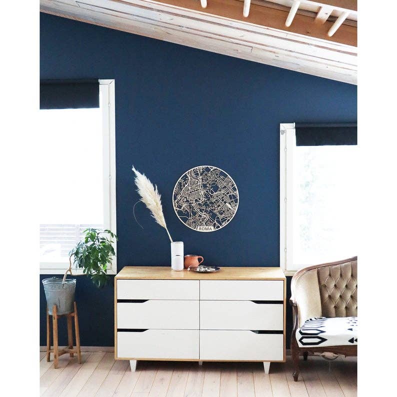Papurino - Vendita all'ingrosso Decorazione da parete 3D - Mappa in legno della città, Roma Italia1