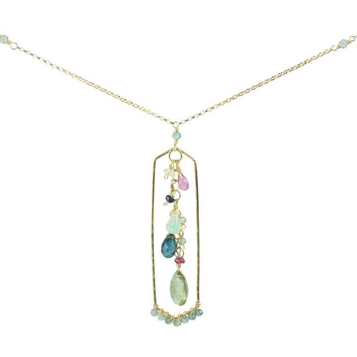 Bali - Pointed Crystal Pendant with Gemstone Trail for wholesale by Vannucci