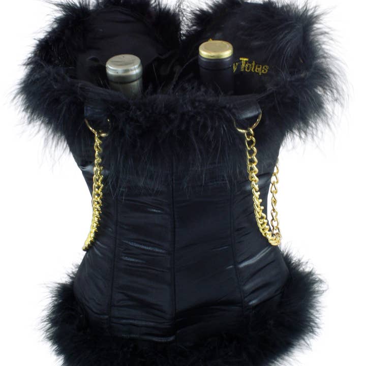 Tipsy Totes - Wholesale Wine Tote - Cheetah Bustier Double Tote Bag4