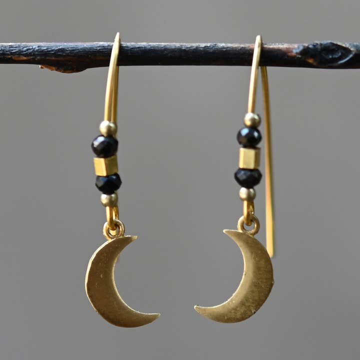 Petite Beaded Moon Earrings for wholesale by KBD Studio