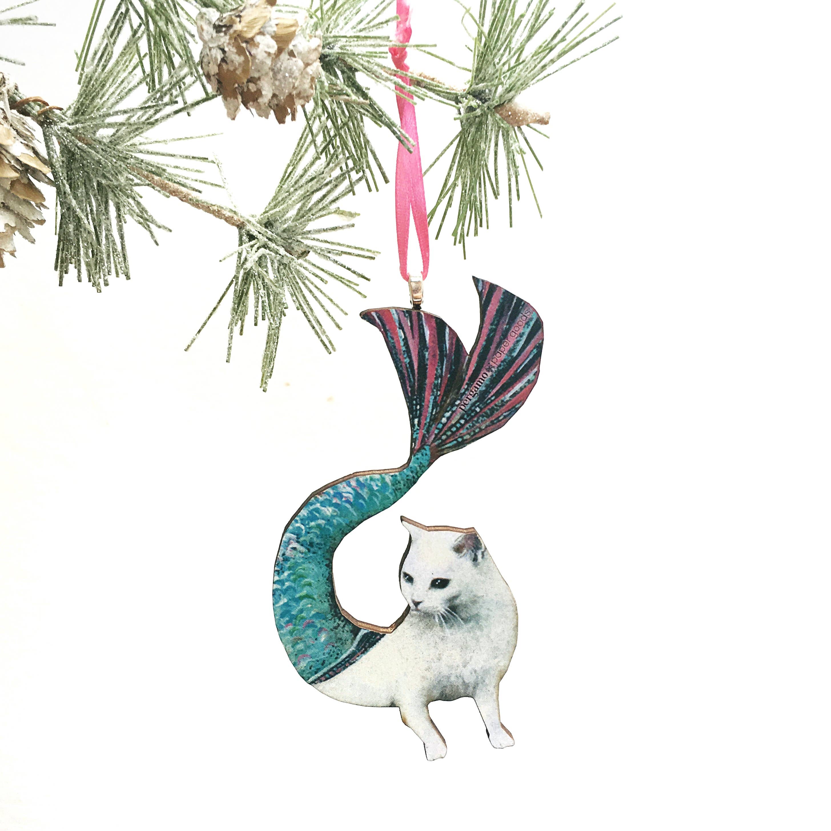 Pergamo Paper Goods – wholesale Ornament – Cat Mermaid Christmas Ornament1