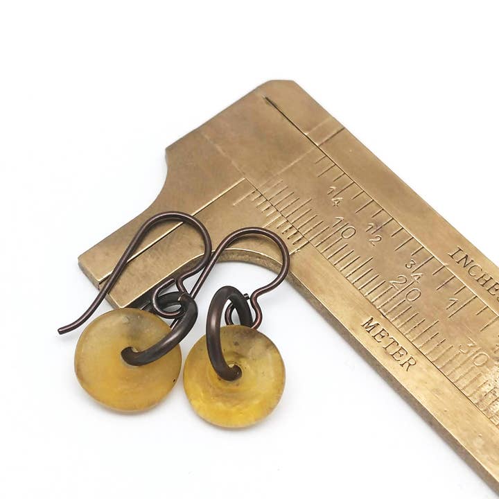 Krobo Recycled Glass, Niobium & Brass Earrings #KBEGold for wholesale by Soasa Designs