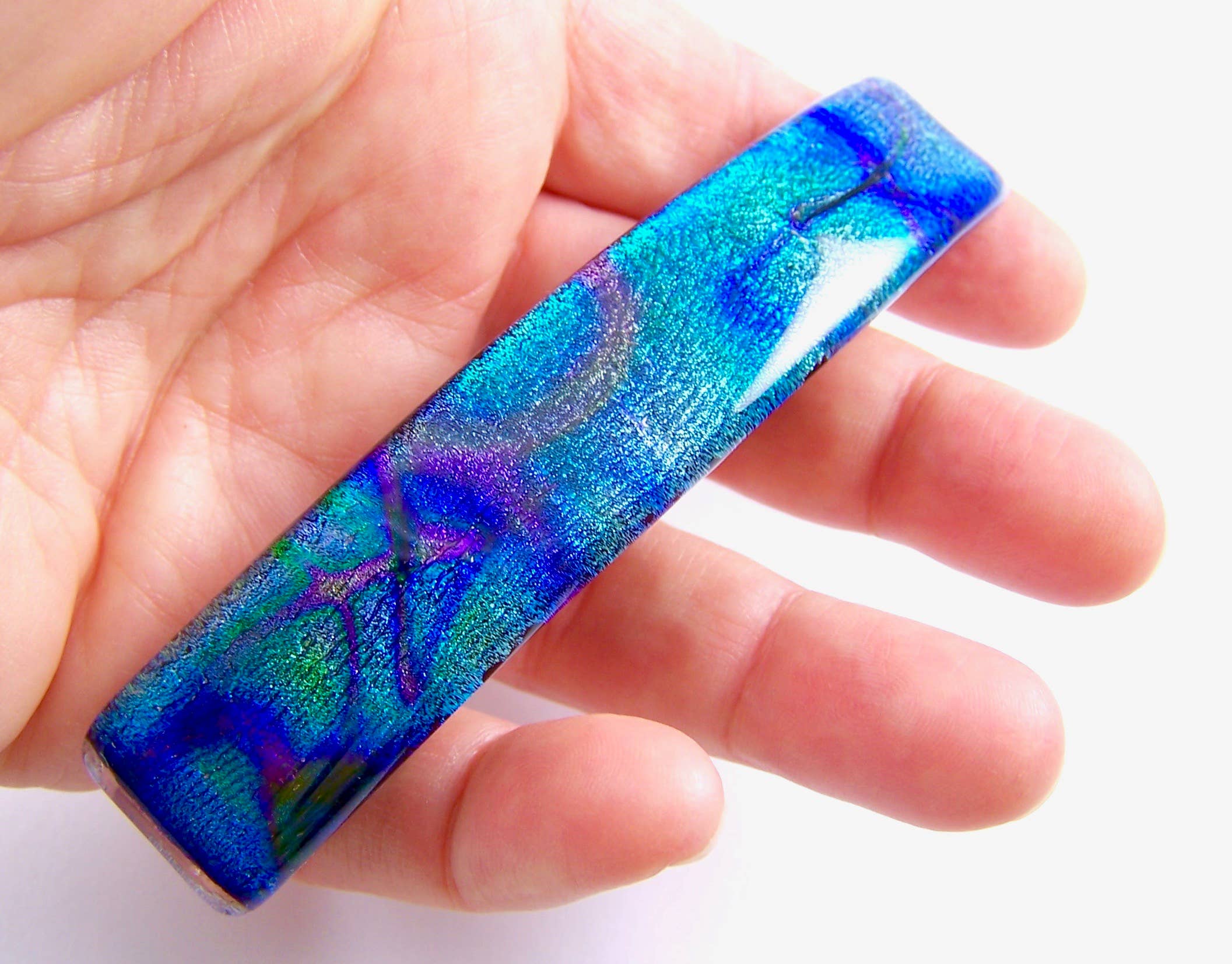 Glass Town USA - Wholesale Barrette - Women's - Barrettes Dichroic Glass Tie Dye Patterns Large 0r Medium2
