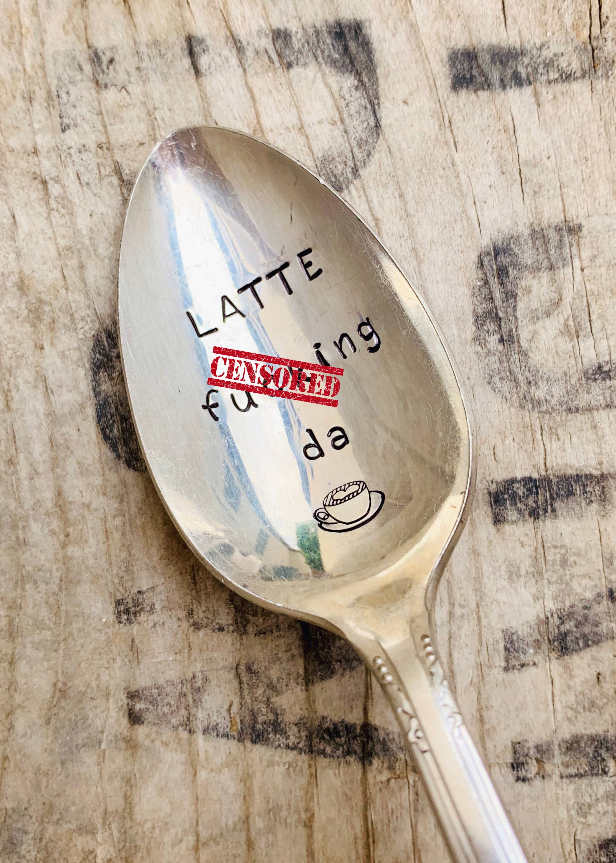 Pumpernickel and Wry – Engroshandel Bordske (bestik) – Naughty Coffee Tema Håndstemplede Vintage sølvskeer4