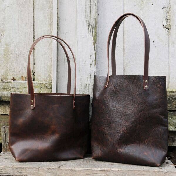 Hawks & Doves - Wholesale Tote Bag - Women's - Rustic Tote Short, Made in NC, Full Grain Leather1