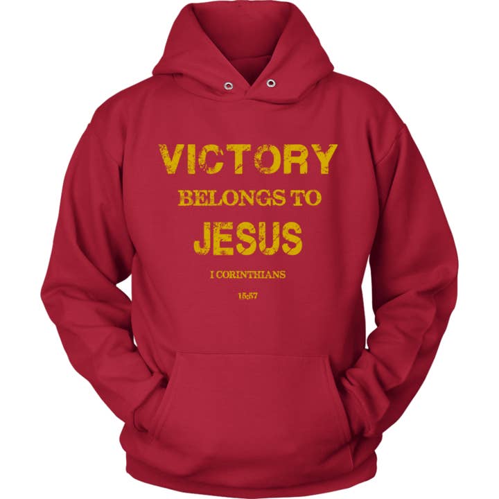Victory Belongs to Jesus Hoodie - Red for wholesale by A Quiver Full