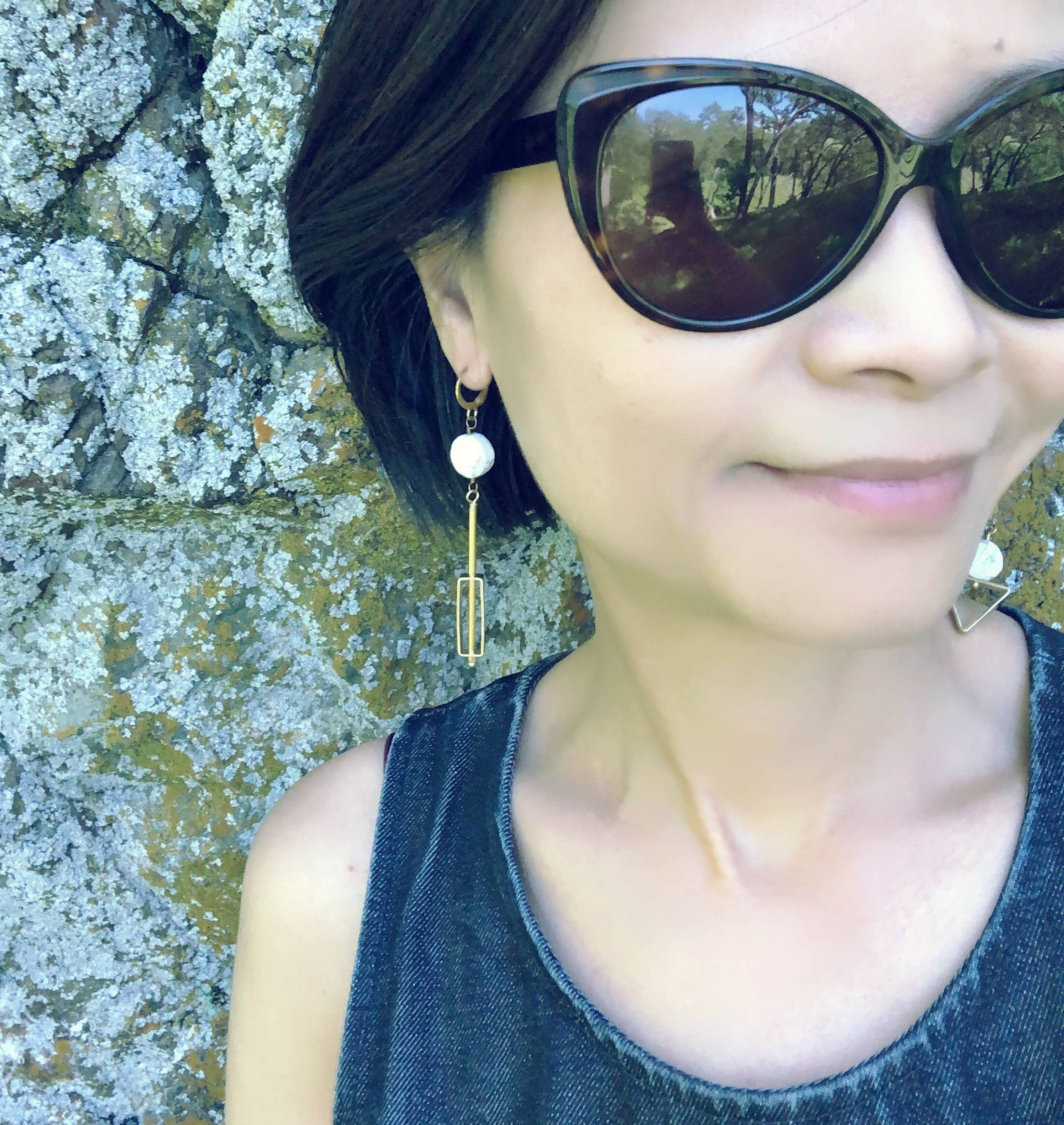 SORA DESIGNS - Wholesale Dangle Earrings - White Marble Circle Triangle Rectangle earrings4