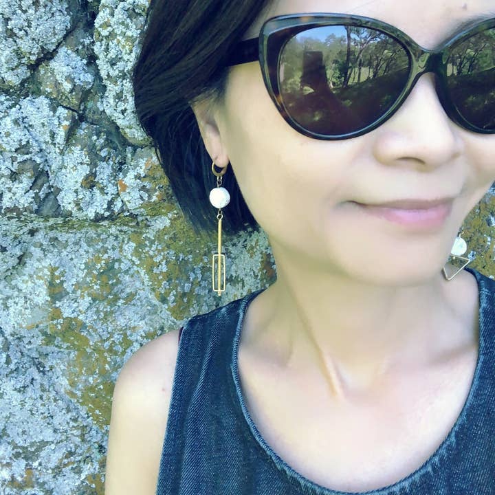 SORA DESIGNS - Wholesale Dangle Earrings - White Marble Circle Triangle Rectangle earrings4