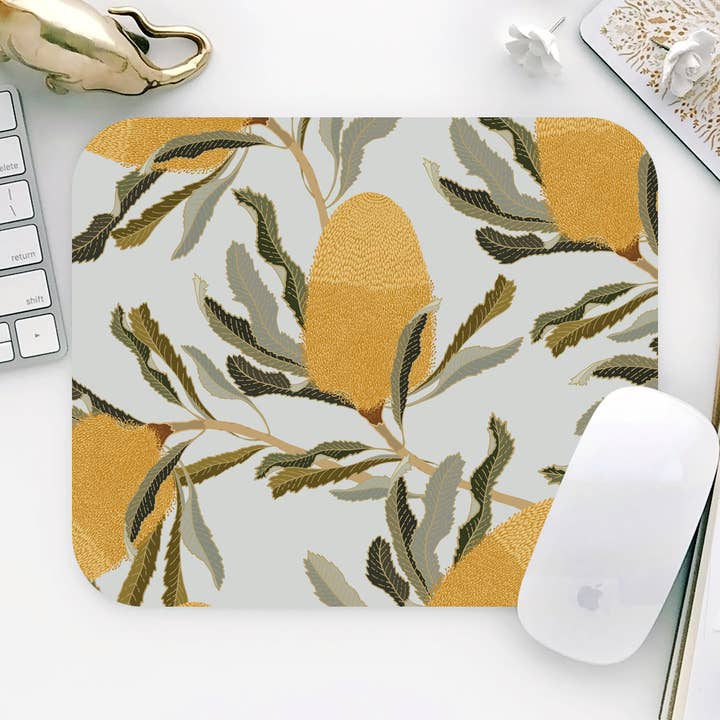 Tapis de souris rectangulaire Motif floral australien Banksia pour la vente par Onesweetorange
