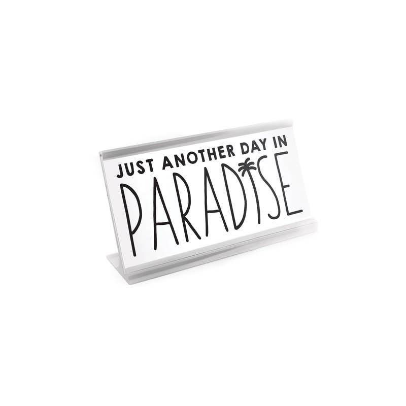 Wellspring – Engroshandel Skilt til skrivebord/bordplade – 4 „Hvid skrivebordsskilt - Paradise1