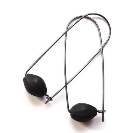 Matte Black Box Earrings for wholesale by Iris Noire Designs