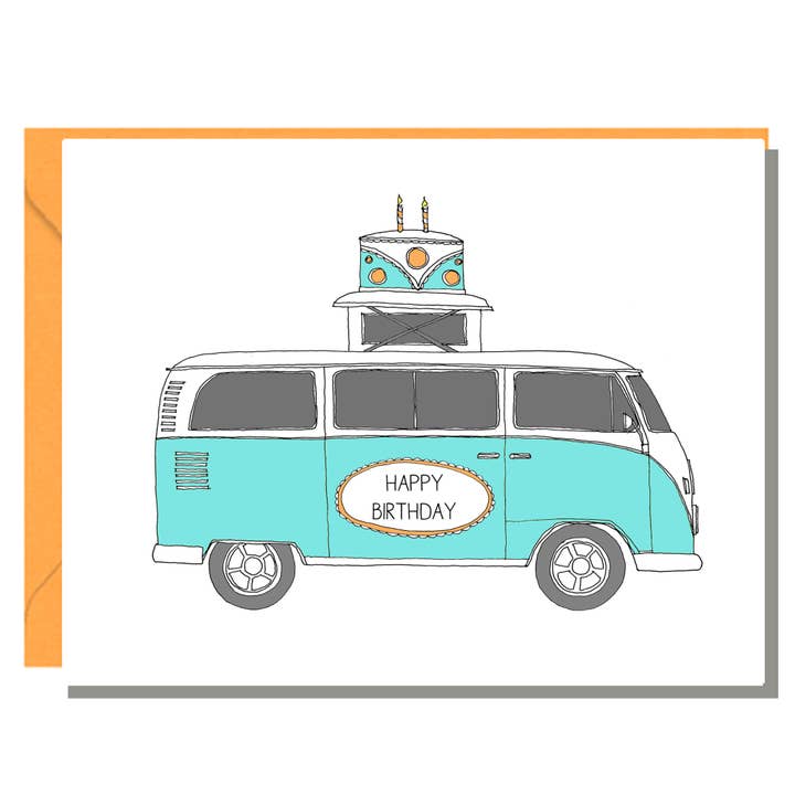 Carte d'anniversaire VW Camper pour la vente par Rachelink Cards & Illustrations