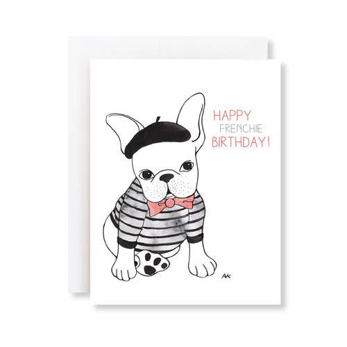Parisian French Bulldog Illustration Dog Birthday Card for wholesale by akrDesignStudio
