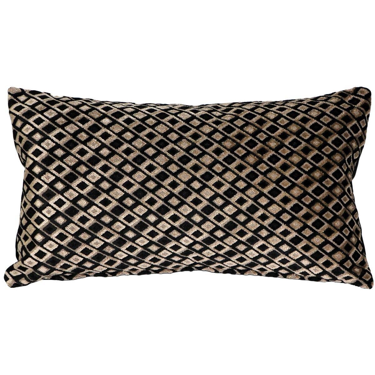 Pillow Decor - Wholesale Throw/Decorative Pillow - 12" x 20" Jager Black Diamond Textured Velvet Throw Pillow0