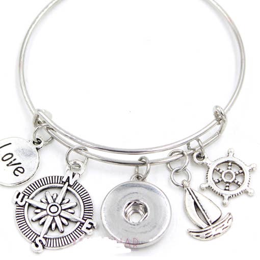 Bracelet - Bangle Compass Sailboat Nautical Themed for wholesale by Say It in A Snap Jewelry