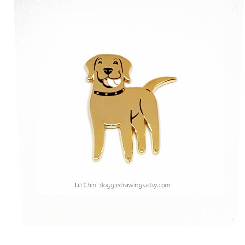 Lili Chin Art - Wholesale Lapel Pin/Button - Labrador Retriever Dog Enamel Pin