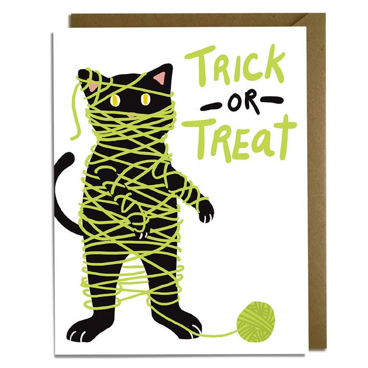 Mummy Cat Halloween Card for wholesale by Kat French Design