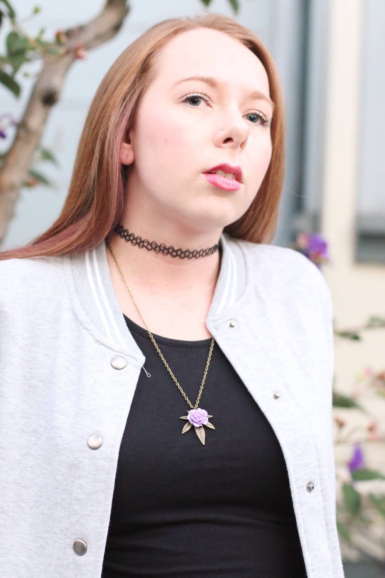 Smokies Toke Couture - Wholesale Pendant/Charm Necklace - Cannabis Rose Weed Necklace - Bronze and Lilac Marijuana2