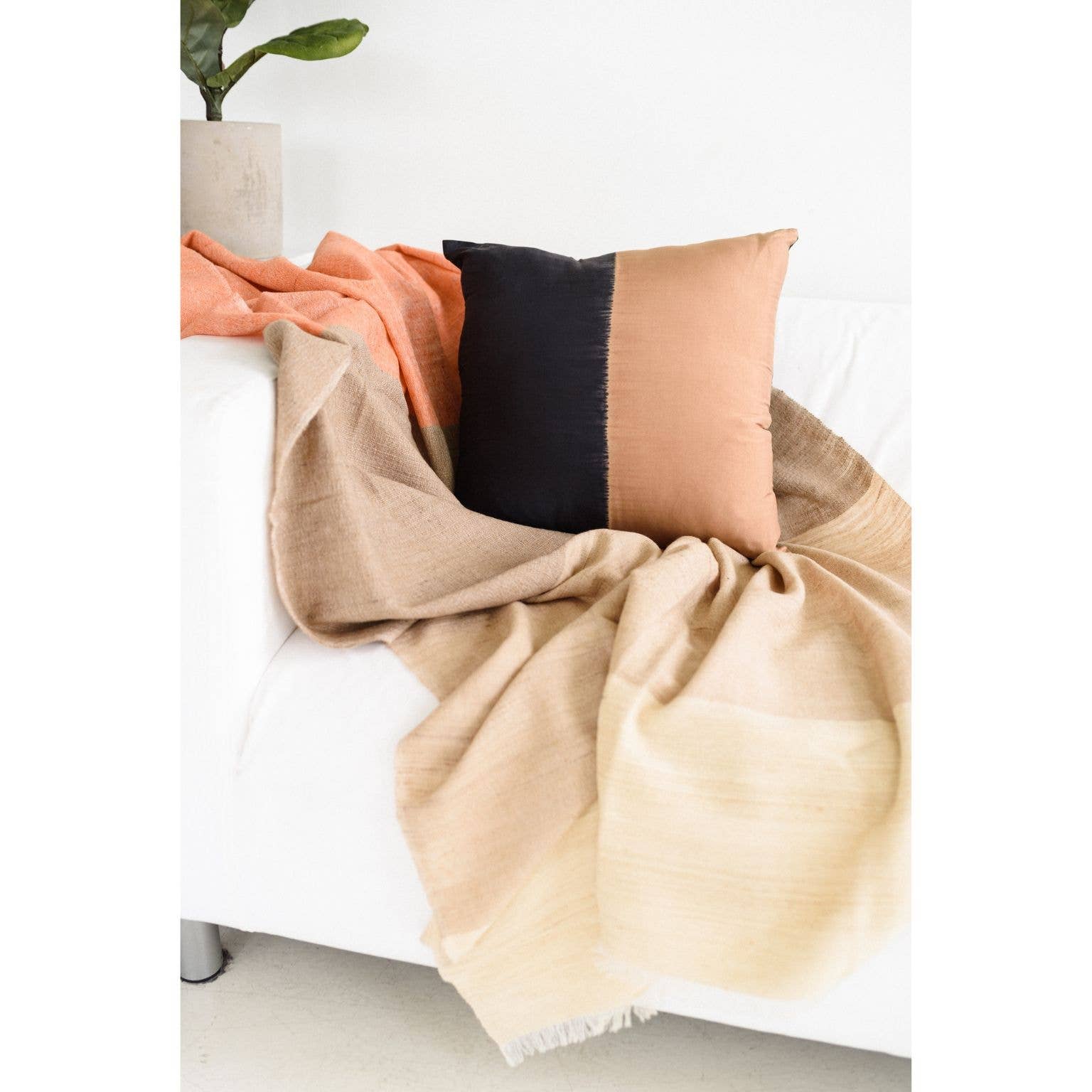Orange Chestnut Soft Merino Linen Handloom  Throw / Blanket for wholesale on Faire5