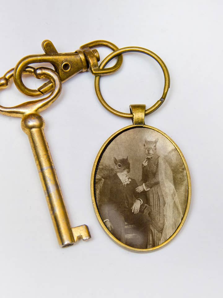 Nature Key Chain, Woodland Charm, Cute Squirrels for wholesale by The Wild Oddisorium