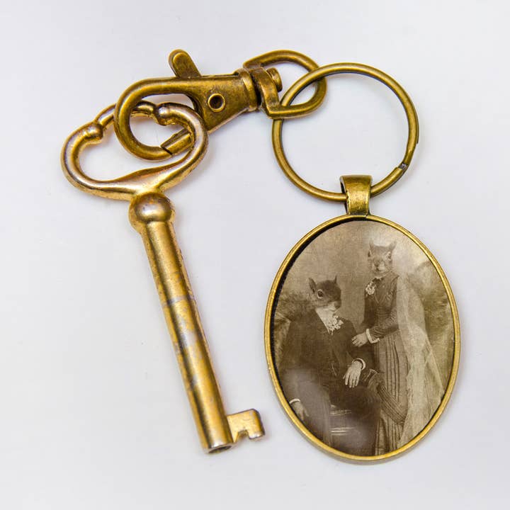 Nature Key Chain, Woodland Charm, Cute Squirrels for wholesale by The Wild Oddisorium