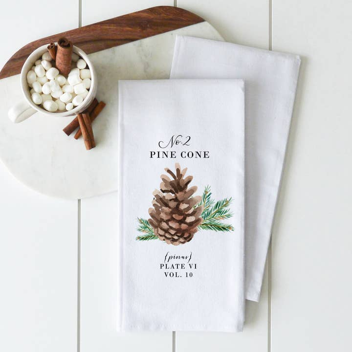 Pine Cone 2 Tea Towels for wholesale by Porter Lane Home
