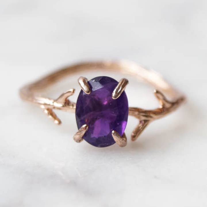 Anillo de amatista en oro rosa para venta al por mayor de Wander + Lust Jewelry
