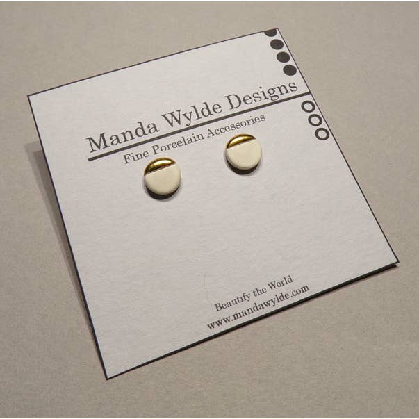 White and Gold Lustre Studlets for wholesale by Manda Wylde Designs