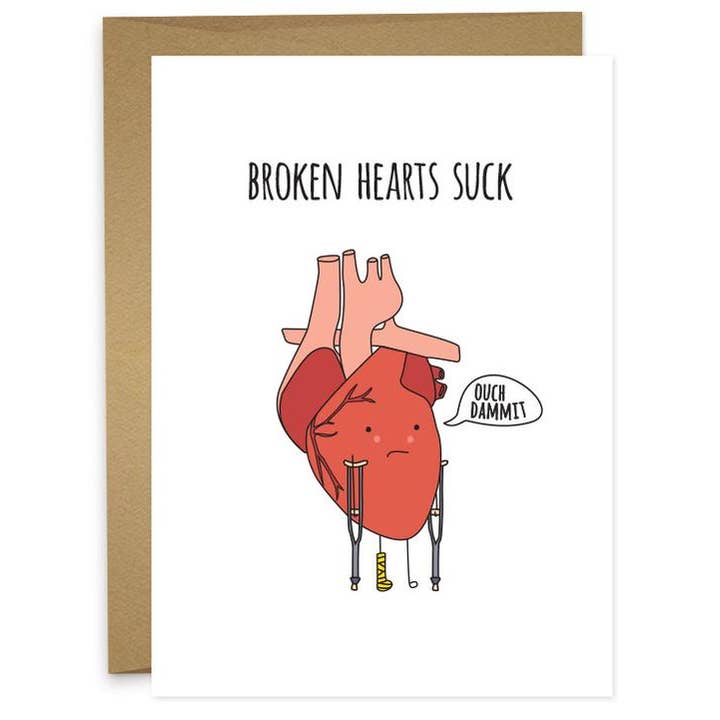 Broken Hearts Greeting Card for wholesale by Humdrum Paper