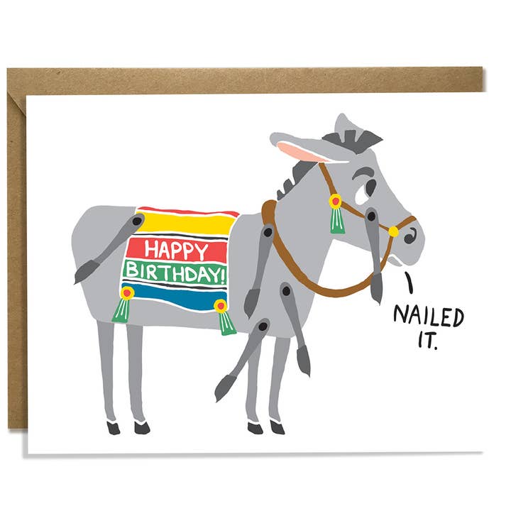 Pin Tail Donkey Birthday Card for wholesale by Kat French Design