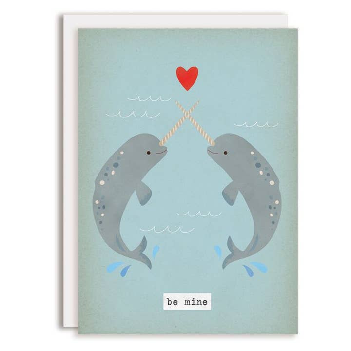 Be Mine Narwhals Valentijn wenskaart voor wholesale door Rosy Designs