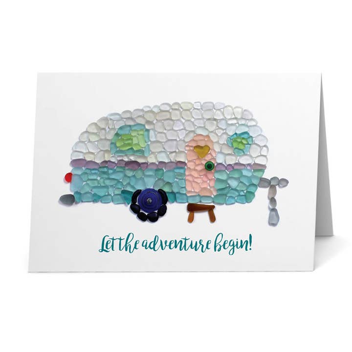 Carta di vetro Sea Glass Caravan lascia che l'avventura inizi per la vendita all'ingrosso da parte di Beachcombing / Etched by the Sea