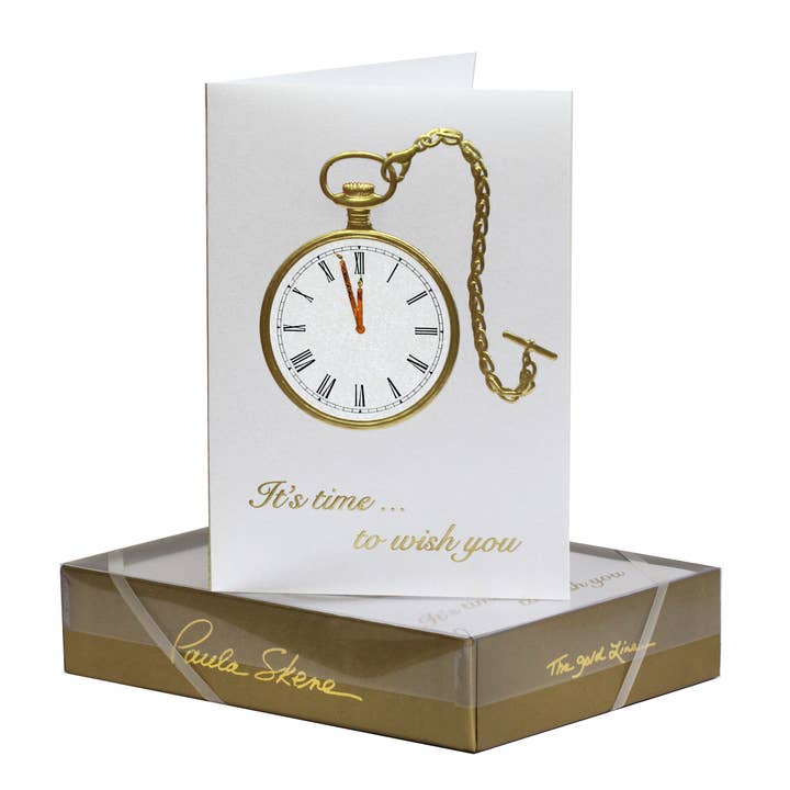 PAULA SKENE DESIGNS - Wholesale Anniversary Card - Silver Pocket Watch Anniversary Card