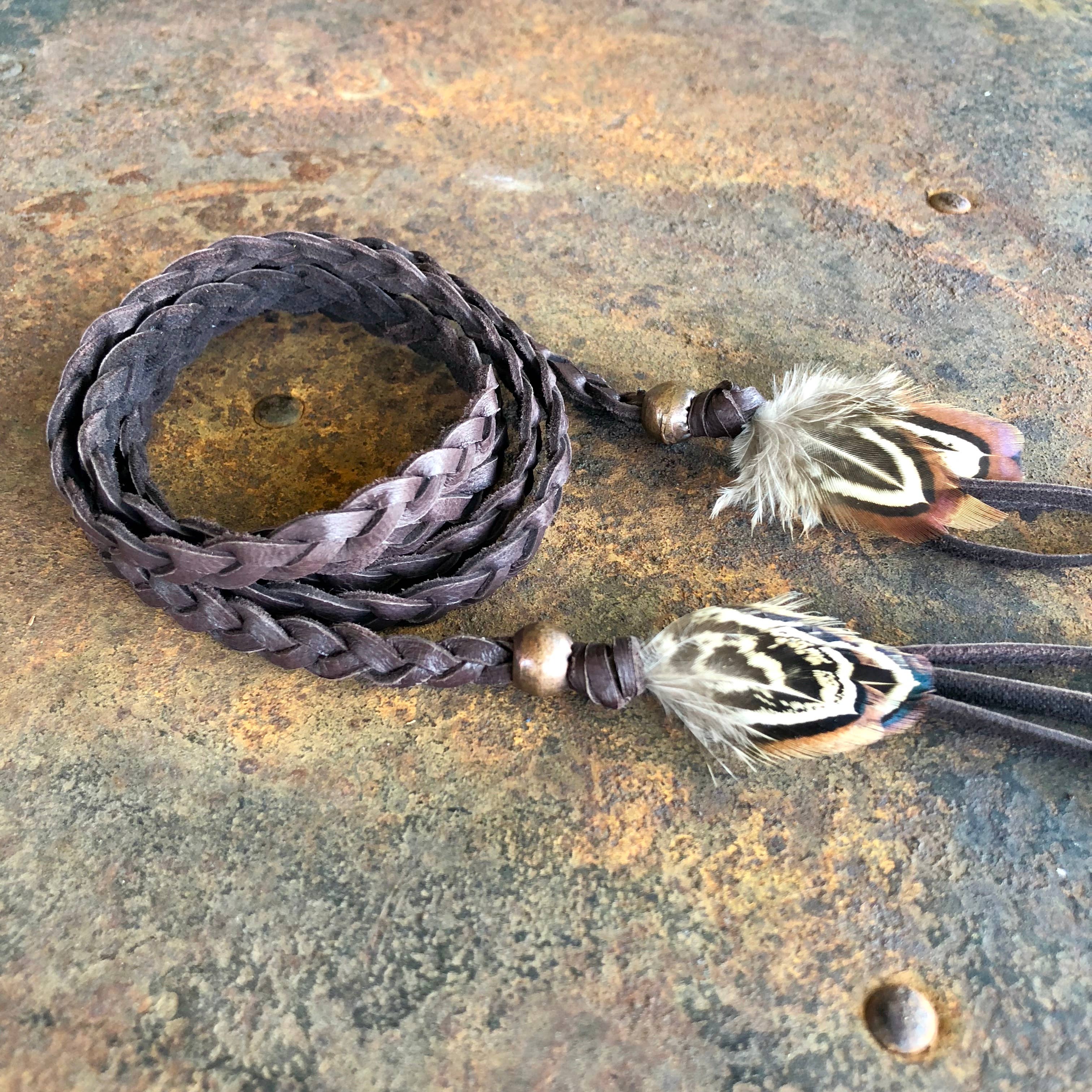 ASTALI - Wholesale Hat Accessory - Women's - Leather Wrap Accessory - Chocolate Brown, Lariat/Hatband6