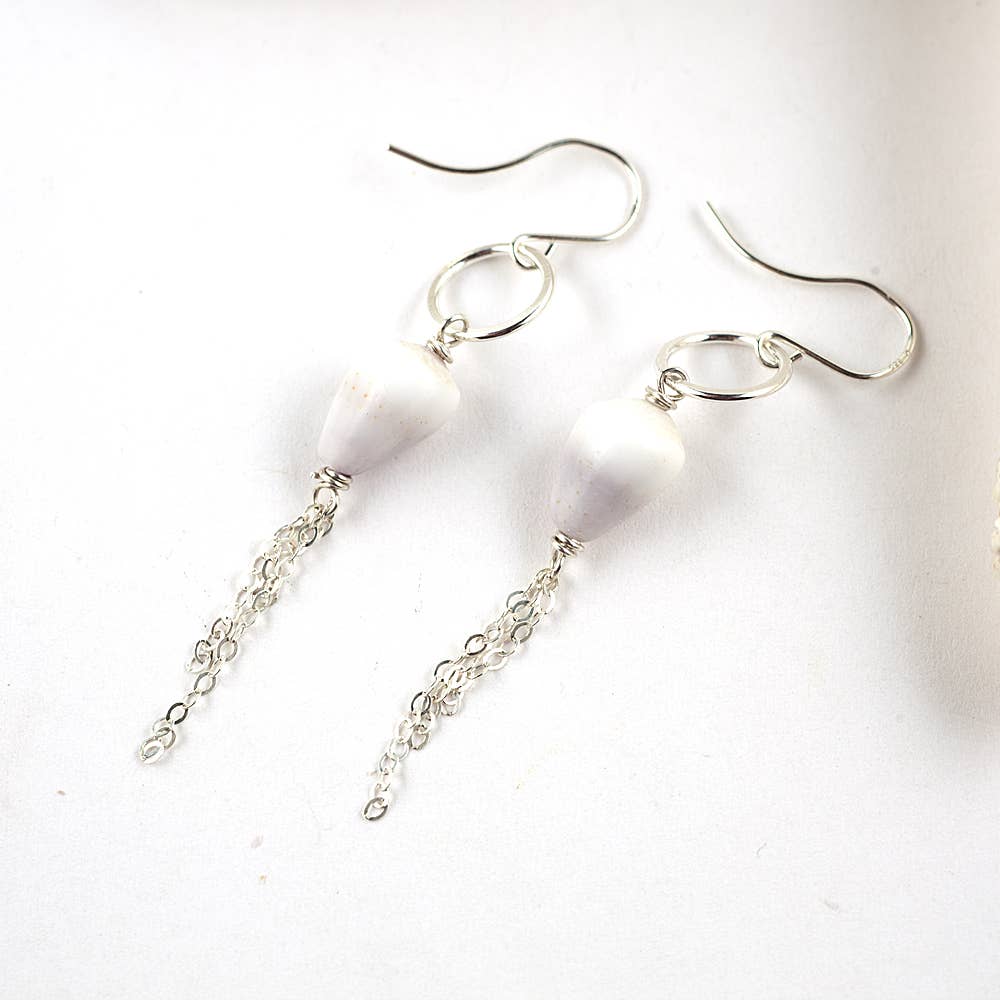 Midori Jewelry Hawaii – wholesale Hängande örhängen – hawaiian kon skal sterling silver kedja örhängen